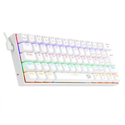 Imagem de Teclado mecanico usb gamer lakshmi rainbow switch brown redragon k606w-r branco