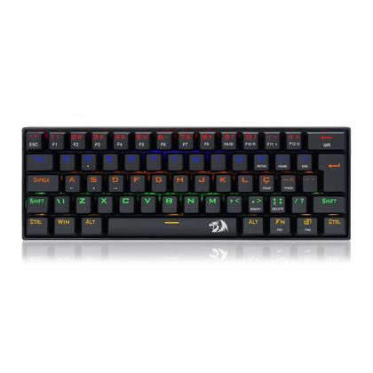 Imagem de Teclado mecanico usb gamer lakshmi rainbow switch red redragon k606r preto