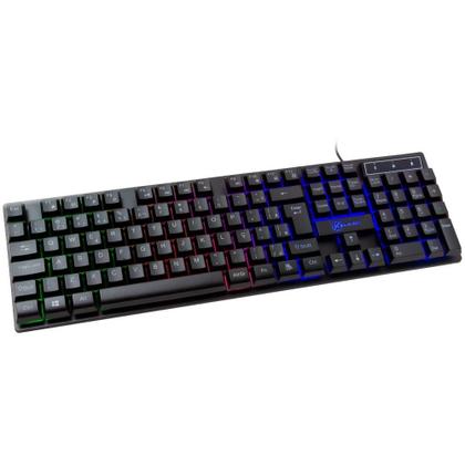 Imagem de Teclado Membrana Gamer Kalkan Hati, Rainbow, USB, ABNT2, Preto - KLK00012