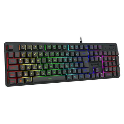 Imagem de Teclado Membrana Gamer Redragon Netherbane Rainbow Full Size Preto - K521-R