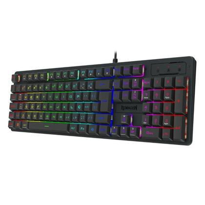 Imagem de Teclado Membrana Gamer Redragon Netherbane Rainbow Full Size Preto - K521-R