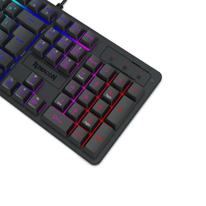 Imagem de Teclado Membrana Gamer Redragon Netherbane RGB Full Size USB Preto - K521-RGB