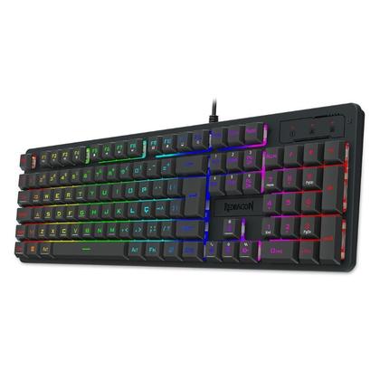 Imagem de Teclado Membrana Gamer Redragon Netherbane RGB Full Size USB Preto - K521-RGB