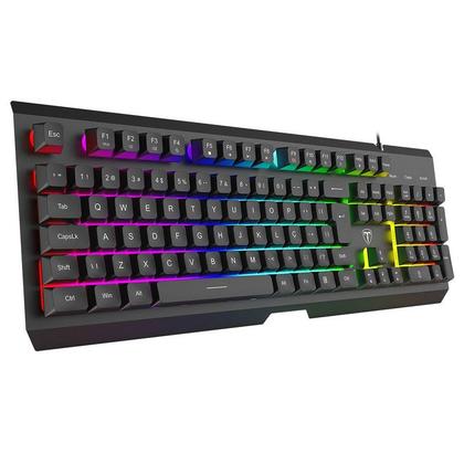 Imagem de Teclado Membrana T-dagger Nova RGB Full Size USB ABNT2 Preto - T-TGK110