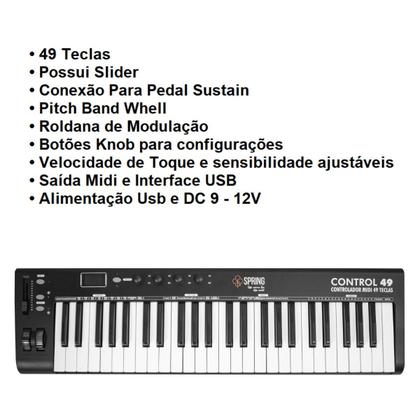 Imagem de Teclado Midi Controladora Controlador 49 Teclas Usb Interfac