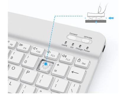 Imagem de Teclado Mini Com Mouse Bluetooth + Sup P/ Tablet Galaxy S6 Lite P615