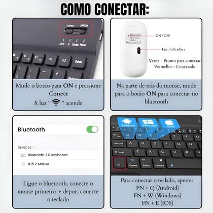 Imagem de Teclado Mouse Sem Fio Bluetooth Tablet Notebook Universal Premium