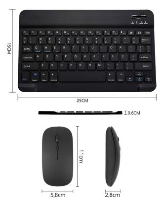 Imagem de Teclado Mouse Sem Fio Bluetooth Tablet Notebook Universal Premium