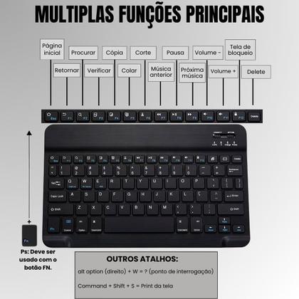 Imagem de Teclado Mouse Sem Fio Bluetooth Tablet Notebook Universal Premium