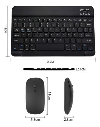 Imagem de Teclado Mouse Sem Fio Bluetooth Tablet Notebook Universal Premium