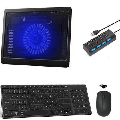 Imagem de Teclado, Mouse, Suporte Cooler Hub 4 Notebook Dell - Preto