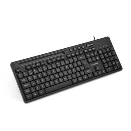 Imagem de Teclado Multilaser Multimidia Office Usb Preto Com Apoio Para Smartphone - Tc262