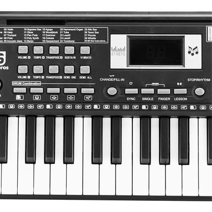 Imagem de Teclado Musical 61 Teclas Com Funções Profissionais Display Microfone Com Fio E Suporte Partitura