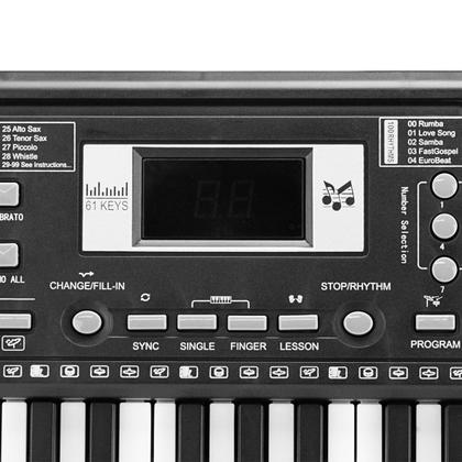 Imagem de Teclado Musical 61 Teclas Com Funções Profissionais Display Microfone Com Fio E Suporte Partitura