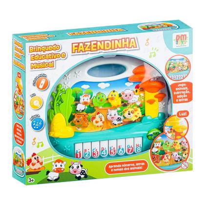 Imagem de Teclado Musical Fazendinha Educativo Musical Som Luz Dm Toys