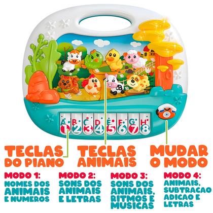 Imagem de Teclado Musical Fazendinha Educativo Musical Som Luz Dm Toys
