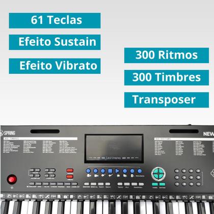 Imagem de Teclado Musical Iniciante Estudant Spring tc-161 Tipo Yamaha