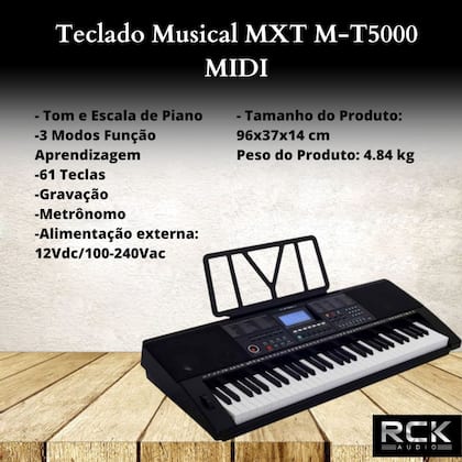 Imagem de Teclado Musical MXT M-T5000 MIDI