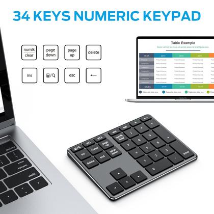Imagem de Teclado numérico Bluetooth iClever KP10 de alumínio para vários dispositivos