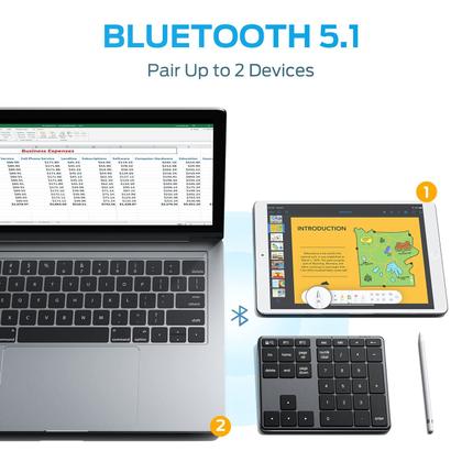 Imagem de Teclado numérico Bluetooth iClever KP10 de alumínio para vários dispositivos