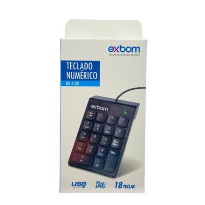 Imagem de Teclado Numérico Exbom Com Fio 18 Teclas
