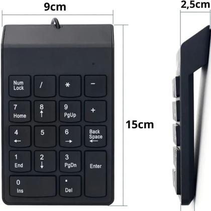 Imagem de Teclado Numérico USB 18 Teclas Preto