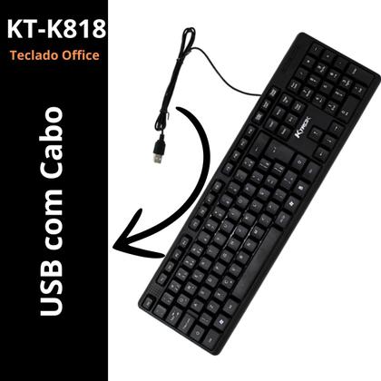 Imagem de Teclado Office Ktrok C/Fio USB Preto Layout ABNT2 Português