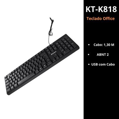 Imagem de Teclado Office Ktrok C/Fio USB Preto Layout ABNT2 Português