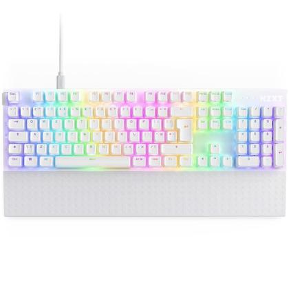 Imagem de Teclado Óptico Gamer NZXT Function 2 Full Size, RBG, USB-C, Layout US, Branco - KB-001NW-US