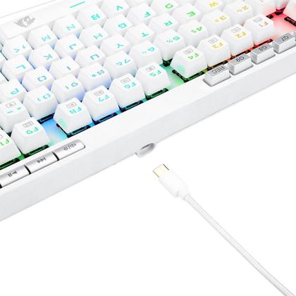Imagem de Teclado Óptico Gamer Redragon Magic-Wand PRO RGB, RGB, Switch Vermelho, ABNT2, 12 Teclas Multimídia, Branco - K587W-RGB-PRO (PT-RED)