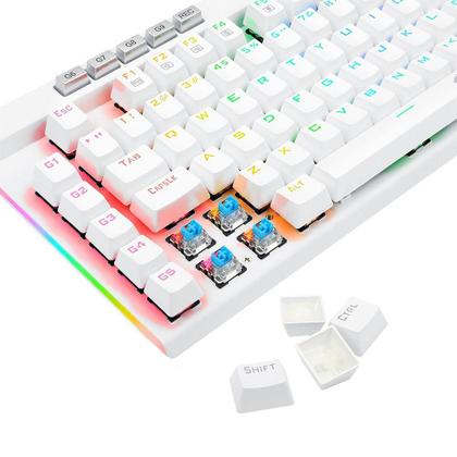 Imagem de Teclado Óptico Gamer Redragon Magic-Wand PRO RGB Switch Azul, ABNT2, Branco