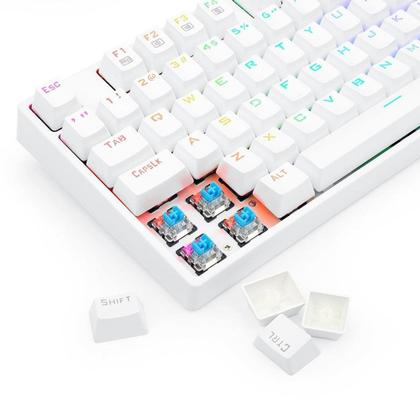 Imagem de Teclado Óptico Gamer Redragon Surara Pro RGB, Switch Azul, ABNT2, Keycaps ABS Doubleshot, Branco