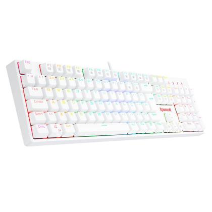 Imagem de Teclado Óptico Gamer Redragon Surara Pro RGB, Switch Azul, ABS Doubleshot, Branco, ABNT2