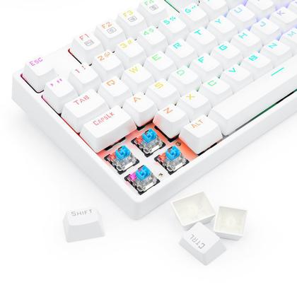 Imagem de Teclado Óptico Gamer Redragon Surara Pro RGB, Switch Azul, ABS Doubleshot, Branco, ABNT2