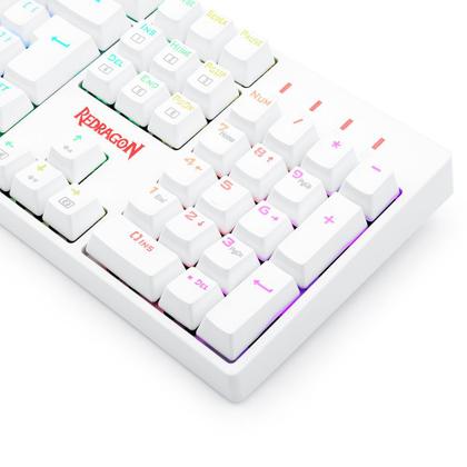 Imagem de Teclado Óptico Gamer Redragon Surara Pro RGB, Switch Azul, ABS Doubleshot, Branco, ABNT2