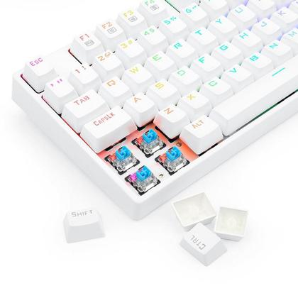 Imagem de Teclado Óptico Gamer Redragon Surara Pro RGB, Switch Vermelho, ABNT2, Keycaps ABS Doubleshot, Branco - K582W-RGB-PRO (PT-RED)