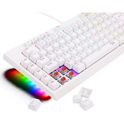 Imagem de Teclado Óptico Mecânico Redragon Broadsword Pro, RGB, Switch Red, ABNT2, Branco - K588W-RGB-PRO (PT-RED)
