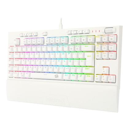 Imagem de Teclado Óptico Mecânico Redragon Broadsword Pro, RGB, Switch Red, ABNT2, Branco - K588W-RGB-PRO (PT-RED)