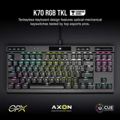 Imagem de Teclado para jogos Corsair K70 RGB TKL CHAMPION SERIES OPX