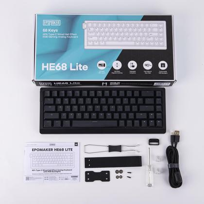 Imagem de Teclado para jogos EPOMAKER HE68 Lite Hall Effect com fio preto