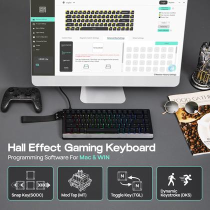 Imagem de Teclado para jogos EPOMAKER HE68 Lite Hall Effect com fio preto