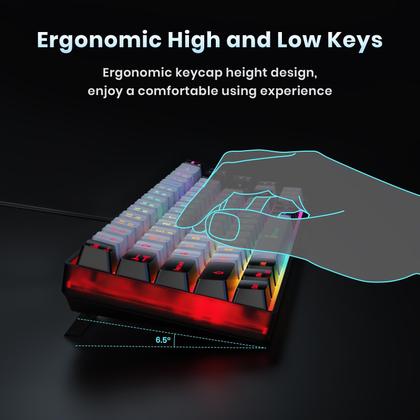Imagem de Teclado para jogos GEODMAER 65% com fio retroiluminado Mini 68 teclas