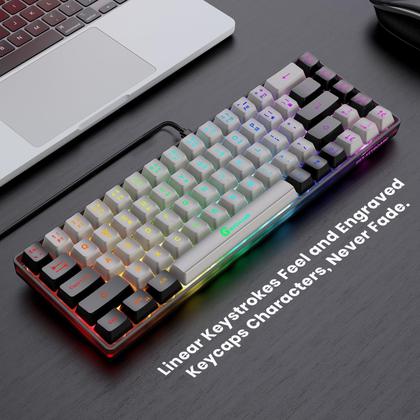 Imagem de Teclado para jogos GEODMAER 65% com fio retroiluminado Mini 68 teclas