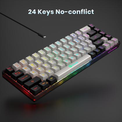 Imagem de Teclado para jogos GEODMAER 65% com fio retroiluminado Mini 68 teclas