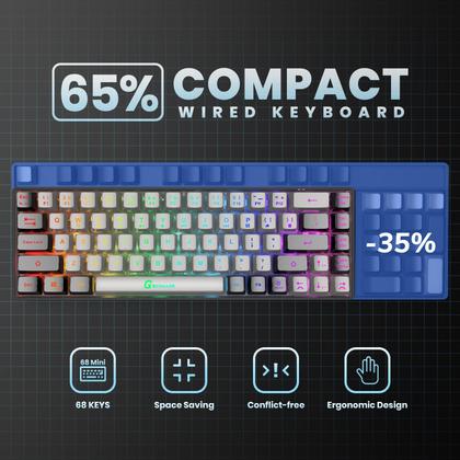 Imagem de Teclado para jogos GEODMAER 65% com fio retroiluminado Mini 68 teclas