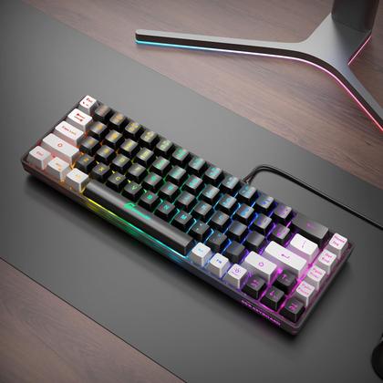 Imagem de Teclado para jogos GEODMAER 65% LED retroiluminado, mini com fio, 68 teclas