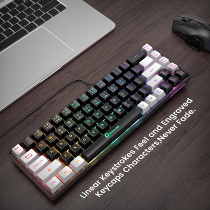 Imagem de Teclado para jogos GEODMAER 65% LED retroiluminado, mini com fio, 68 teclas