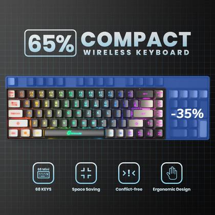 Imagem de Teclado para jogos GEODMAER 65% LED retroiluminado, mini com fio, 68 teclas
