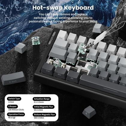 Imagem de Teclado para jogos MAMBASNAKE ATTACK SHARK X68 HE 8000Hz Rapid Trigger