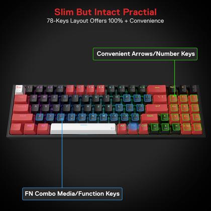 Imagem de Teclado para jogos RGB sem fio Redragon K628 PRO 75% com interruptor vermelho